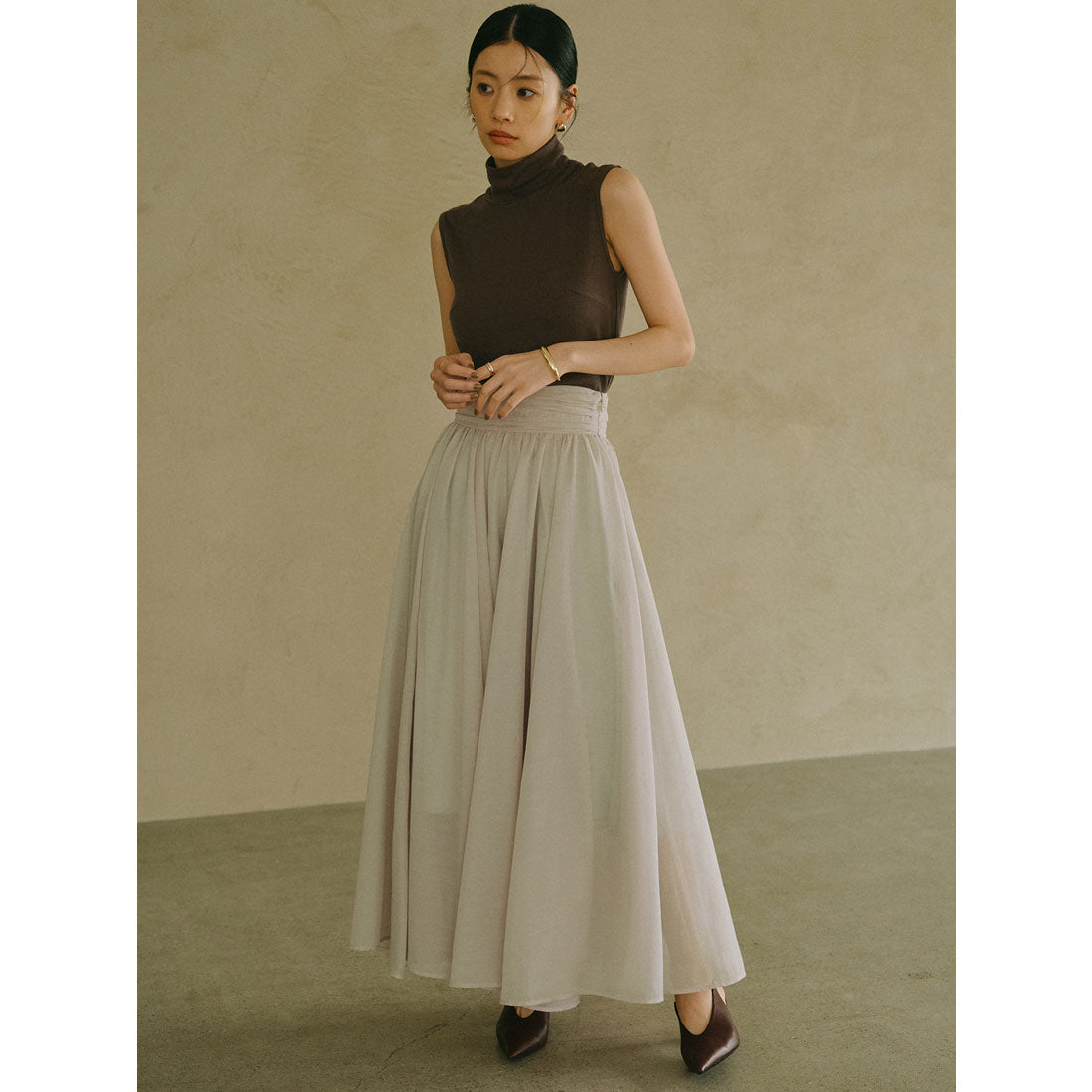 アニュアンス anuans エアリーフレアスカート （GREY） GREY