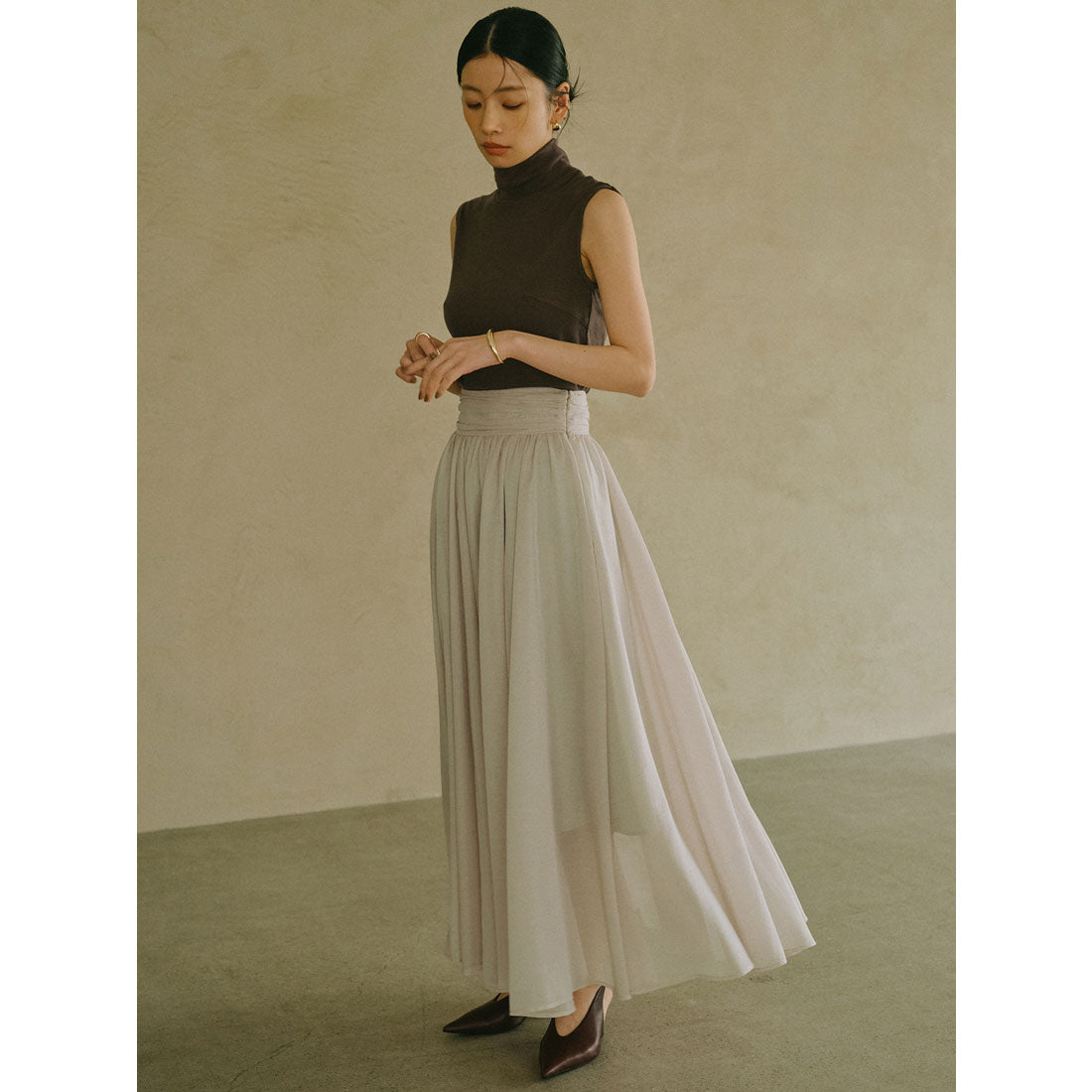 アニュアンス anuans エアリーフレアスカート （GREY） GREY