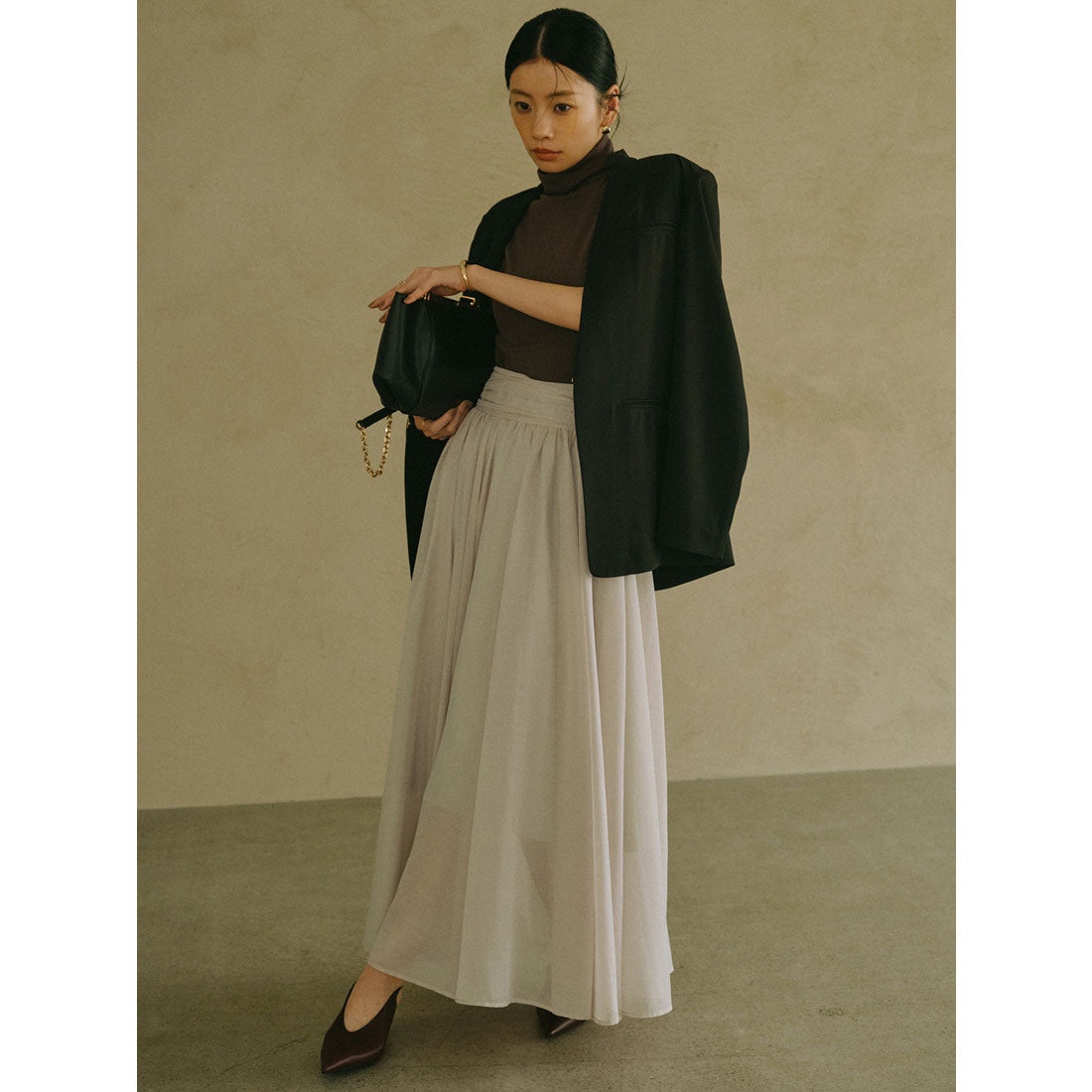 アニュアンス anuans エアリーフレアスカート （GREY） GREY