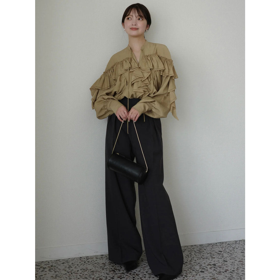 アニュアンス anuans リンクルラッフルブラウス （BEIGE） BEIGE