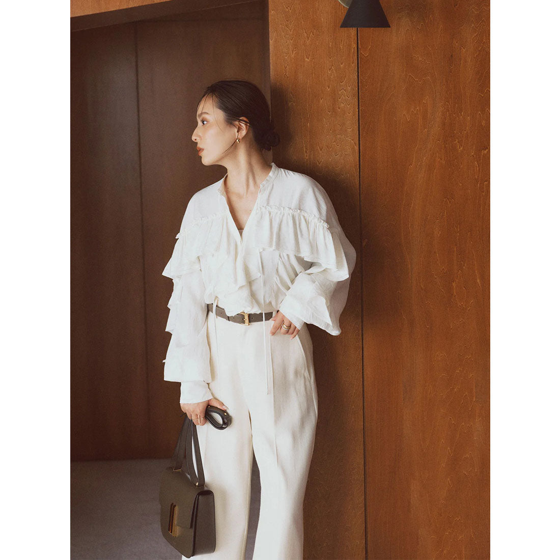 アニュアンス anuans リンクルラッフルブラウス （BEIGE） BEIGE