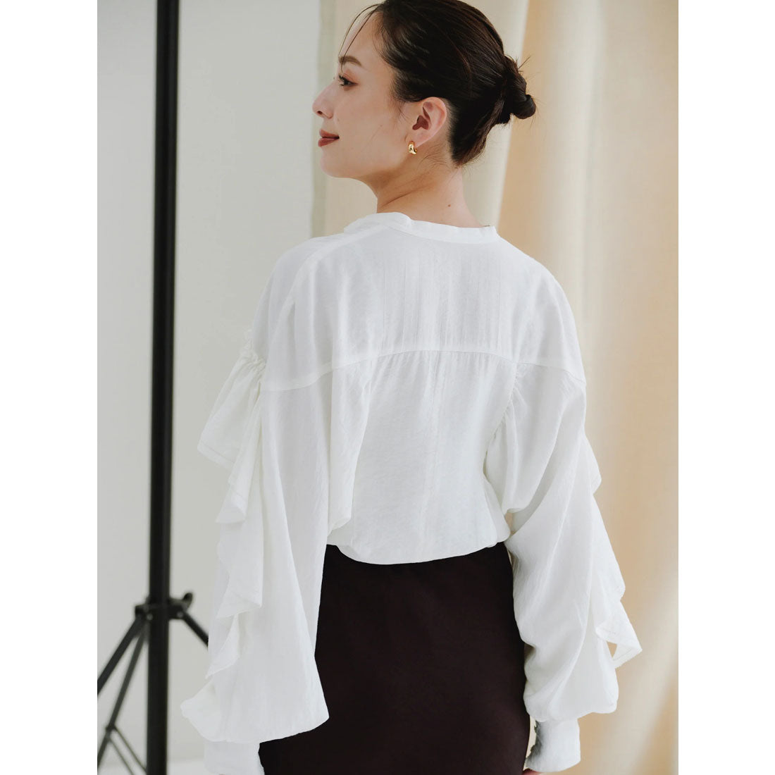 アニュアンス anuans リンクルラッフルブラウス （BEIGE） BEIGE