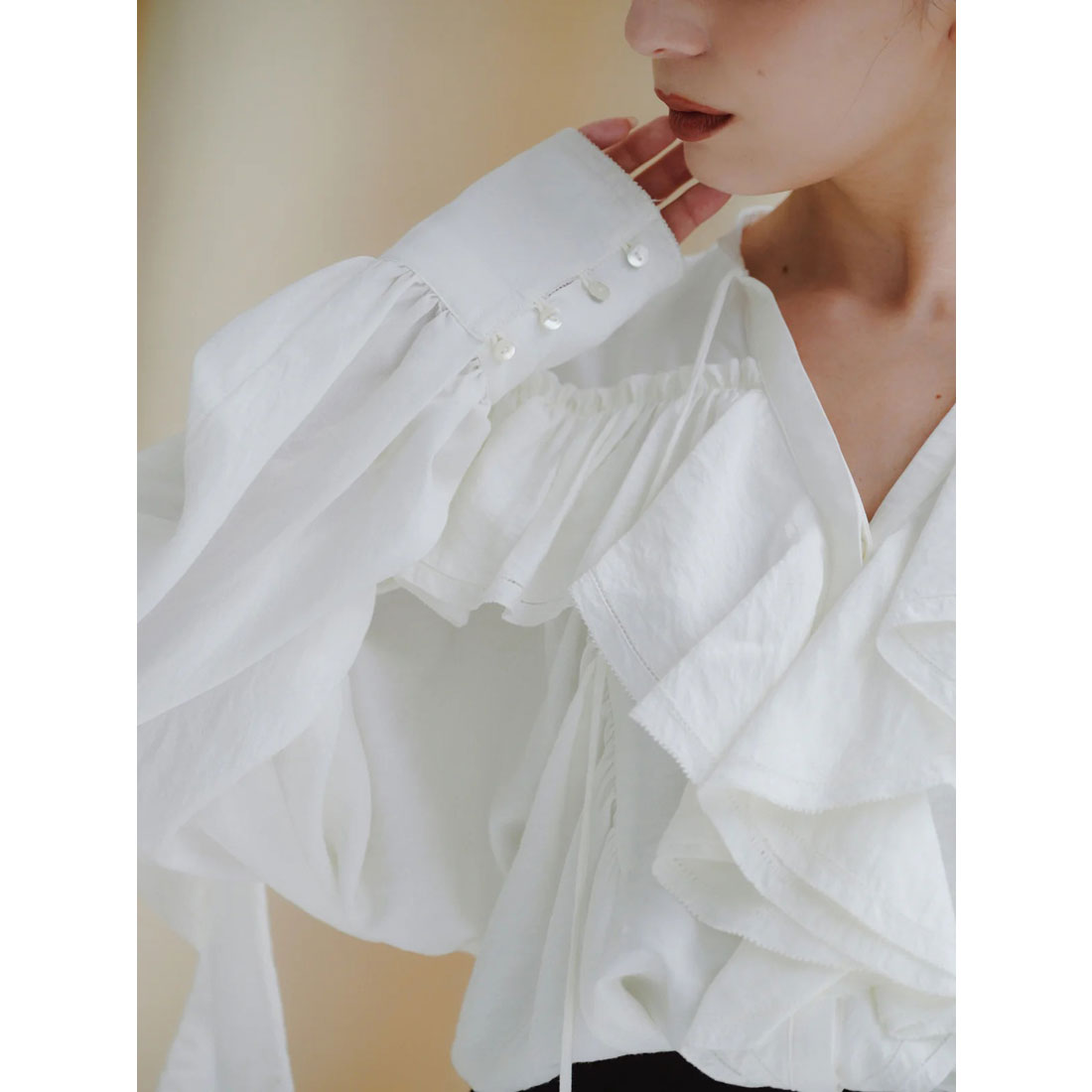 アニュアンス anuans リンクルラッフルブラウス （BEIGE） BEIGE