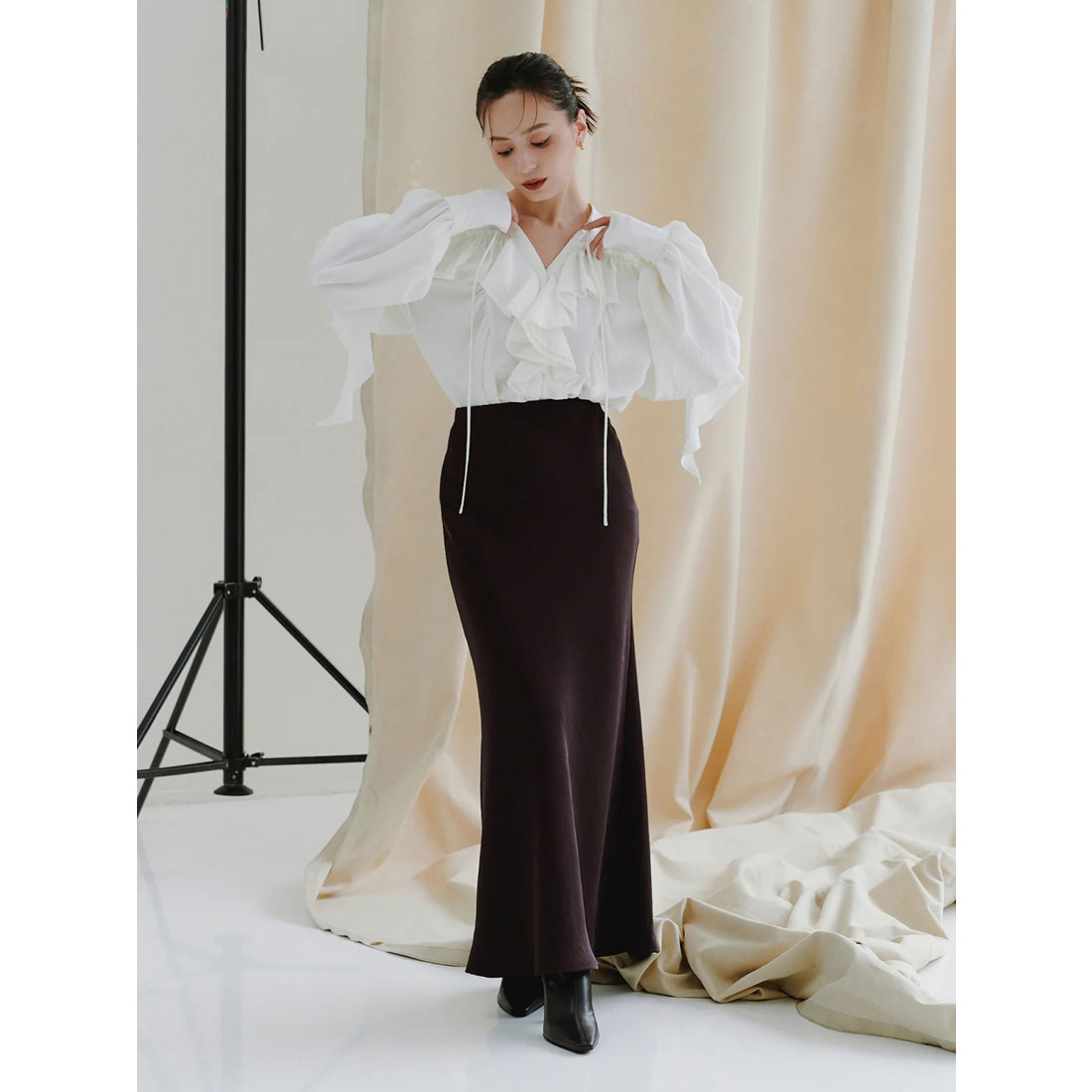 アニュアンス anuans リンクルラッフルブラウス （BEIGE） BEIGE