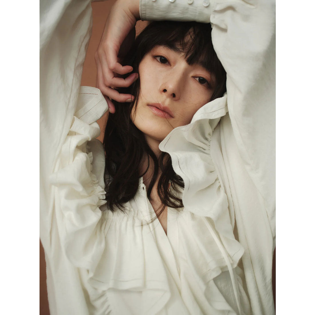 アニュアンス anuans リンクルラッフルブラウス （BEIGE） BEIGE