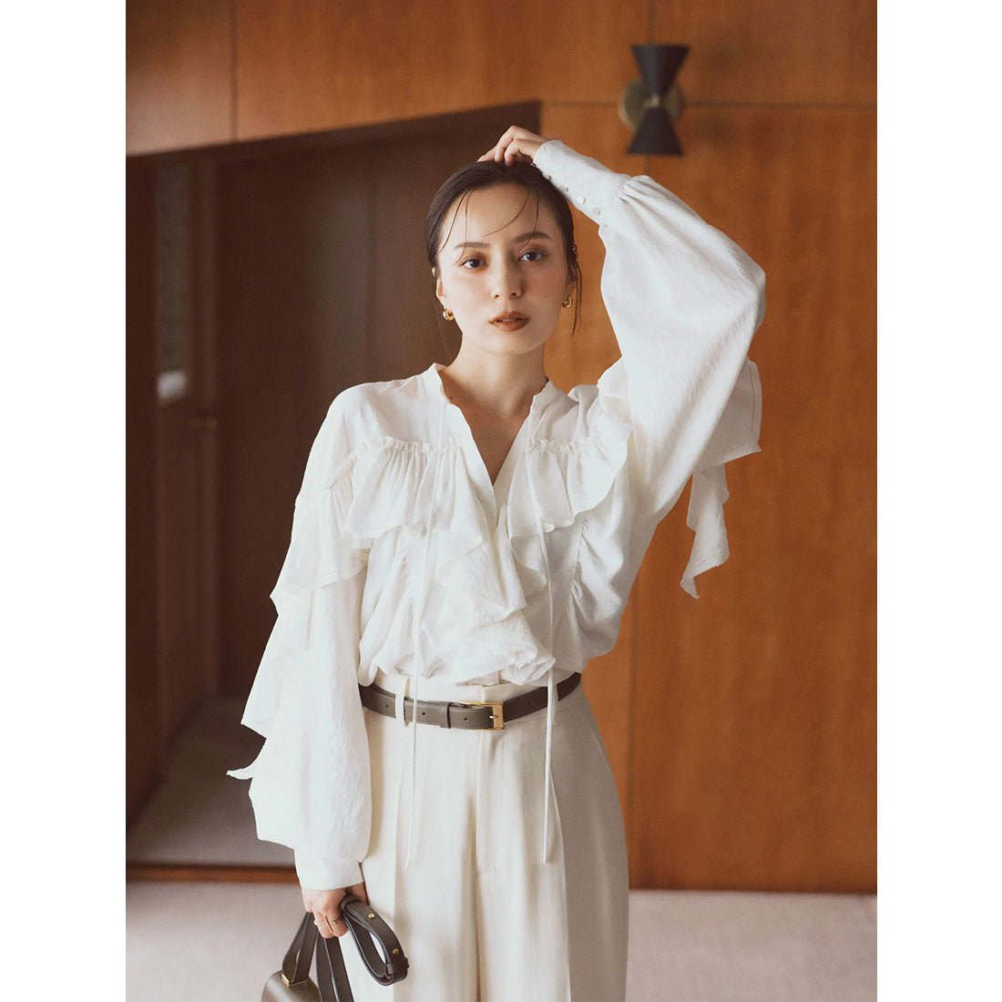 アニュアンス anuans リンクルラッフルブラウス （WHITE） WHITE