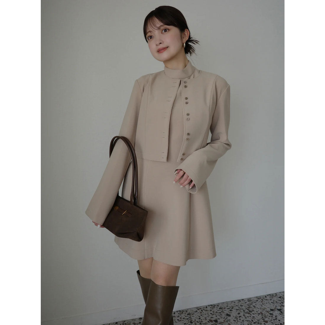 アニュアンス anuans カットジョーゼットショートカーディガン （BEIGE） BEIGE