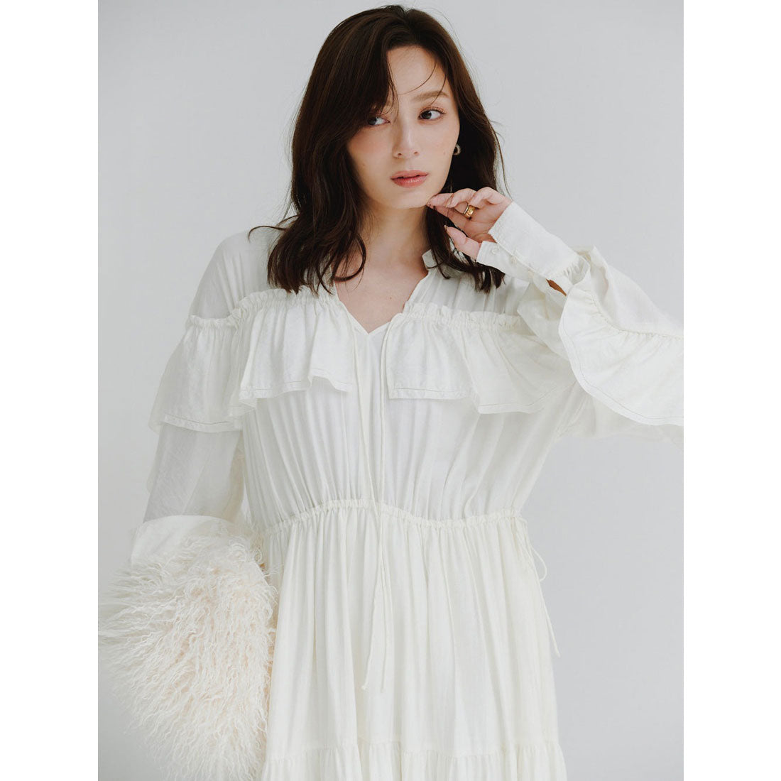 アニュアンス anuans リンクルラッフルワンピース （BLACK） BLACK