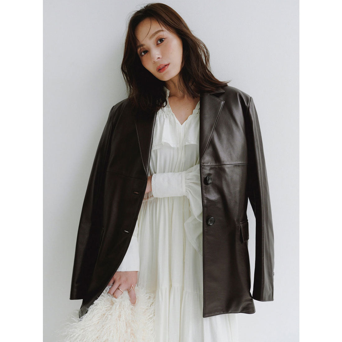 アニュアンス anuans リンクルラッフルワンピース （BLACK） BLACK