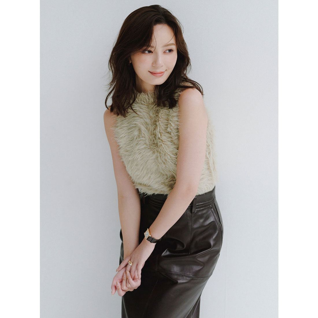 アニュアンス anuans レザータイトスカート （DARK BROWN） DARK BROWN