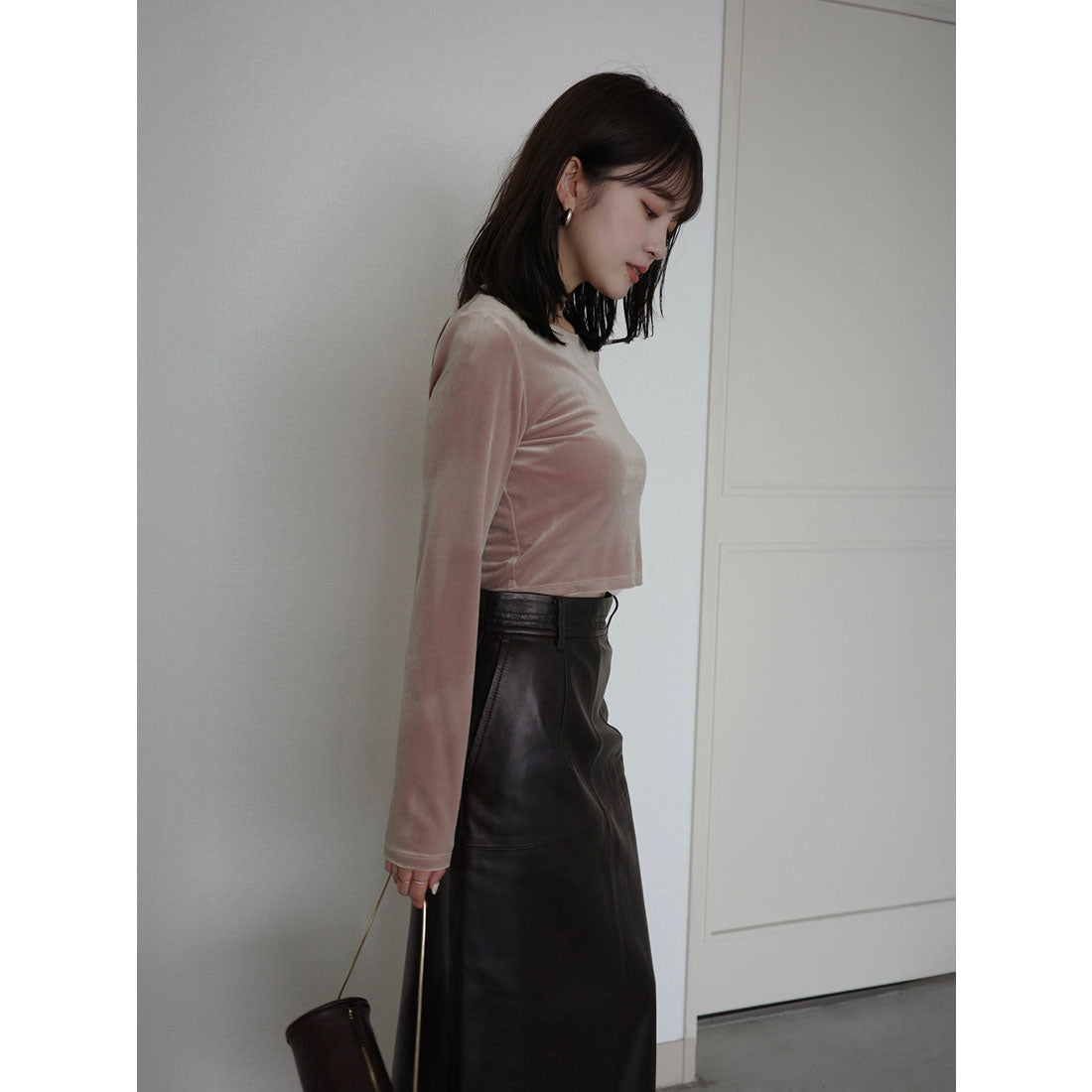 アニュアンス anuans レザータイトスカート （DARK BROWN） DARK BROWN