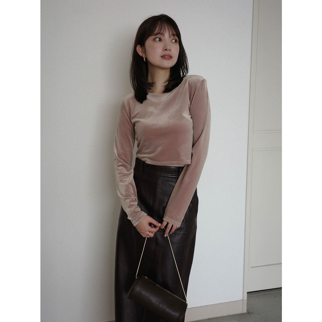 アニュアンス anuans レザータイトスカート （DARK BROWN） DARK BROWN