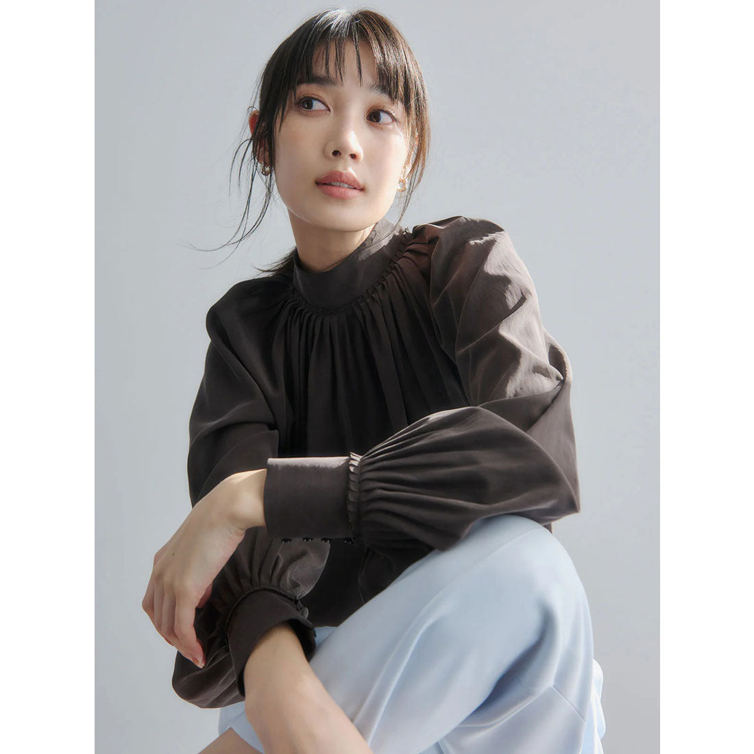 アニュアンス anuans キュプラコットンボリュームブラウス （BROWN） BROWN