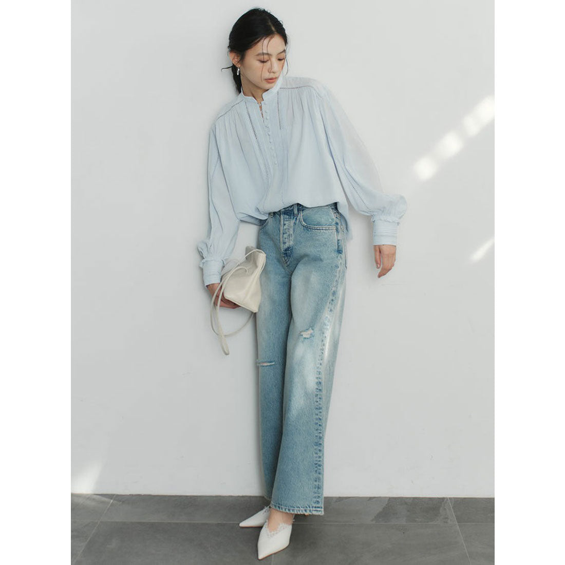アニュアンス anuans レザーナローハンドルバッグ （TAUPE） TAUPE