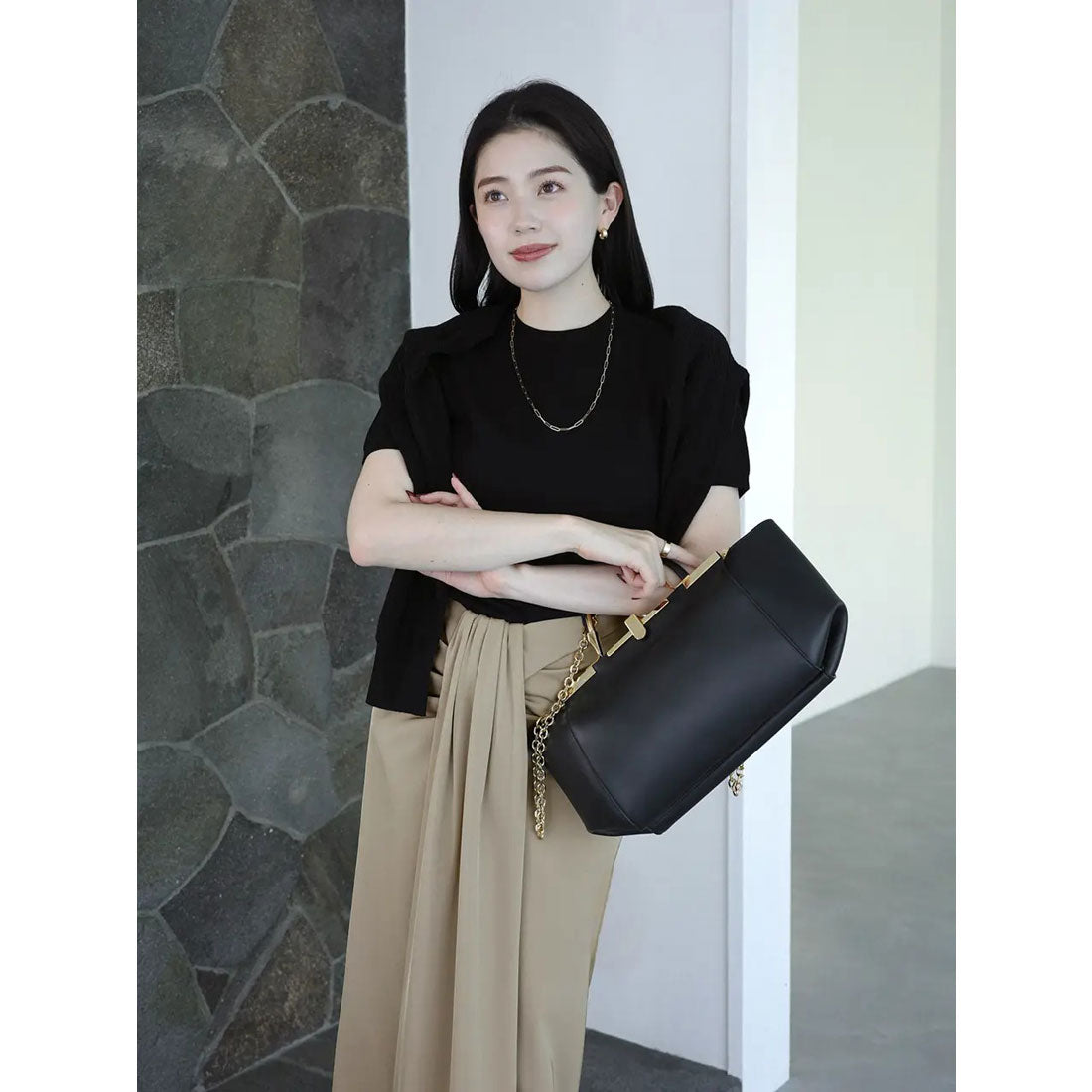 アニュアンス anuans ハーフスリーブニットプルオーバー （BLACK） BLACK
