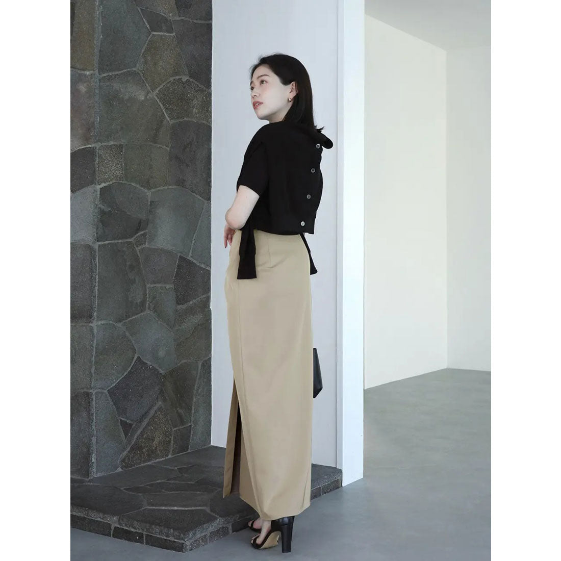 アニュアンス anuans ハーフスリーブニットプルオーバー （BLACK） BLACK