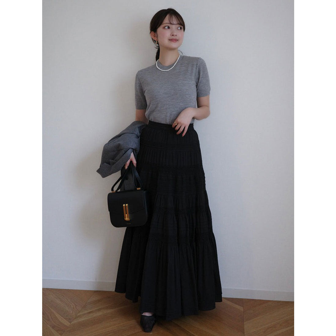 アニュアンス anuans ハーフスリーブニットプルオーバー （BLACK） BLACK