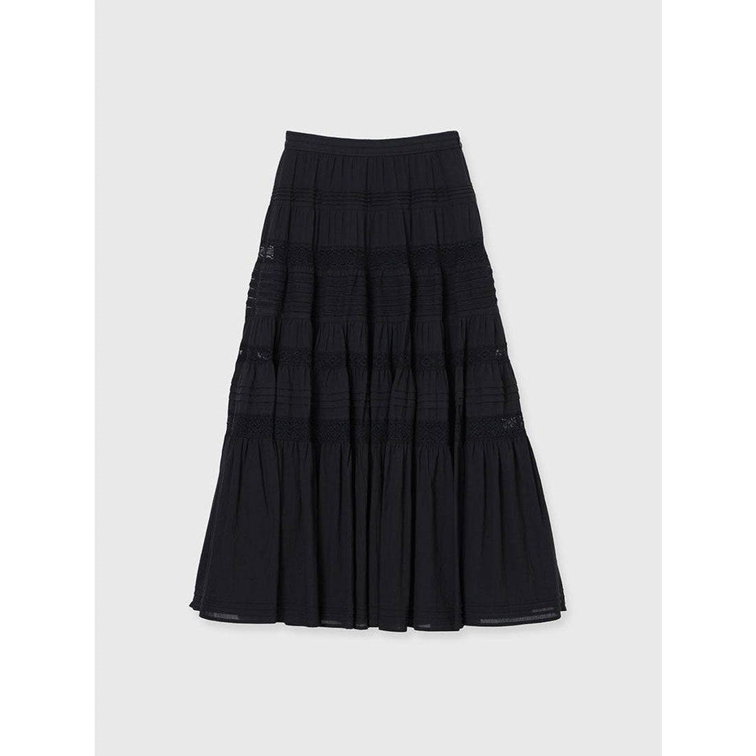 アニュアンス anuans レースパネルティアードスカート （BLACK） BLACK