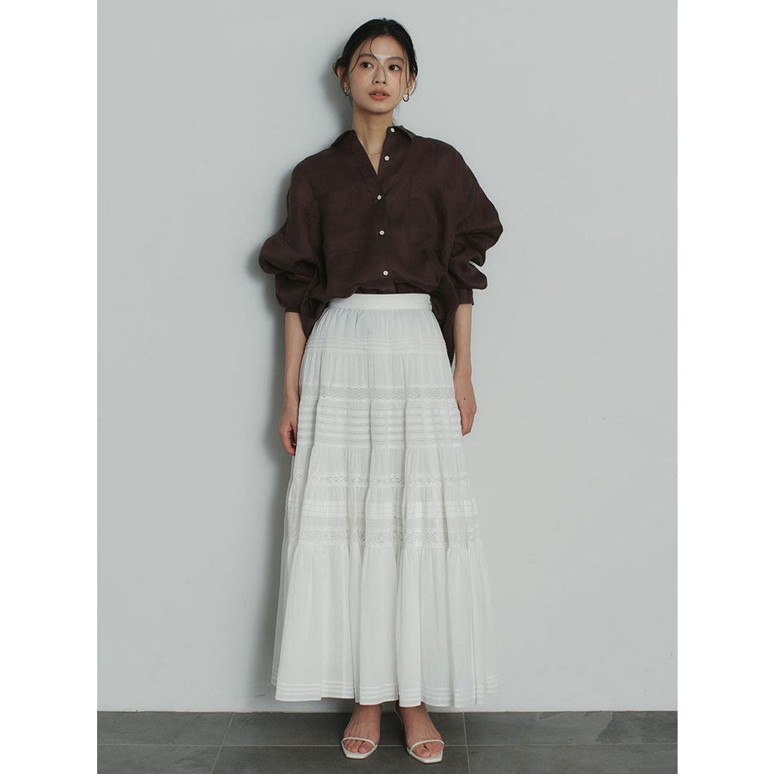 アニュアンス anuans レースパネルティアードスカート （BLACK） BLACK