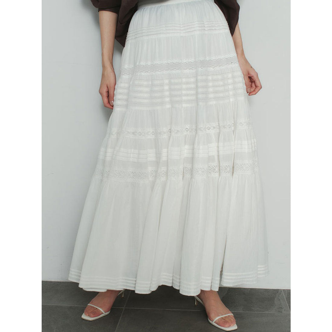 アニュアンス anuans レースパネルティアードスカート （BLACK） BLACK