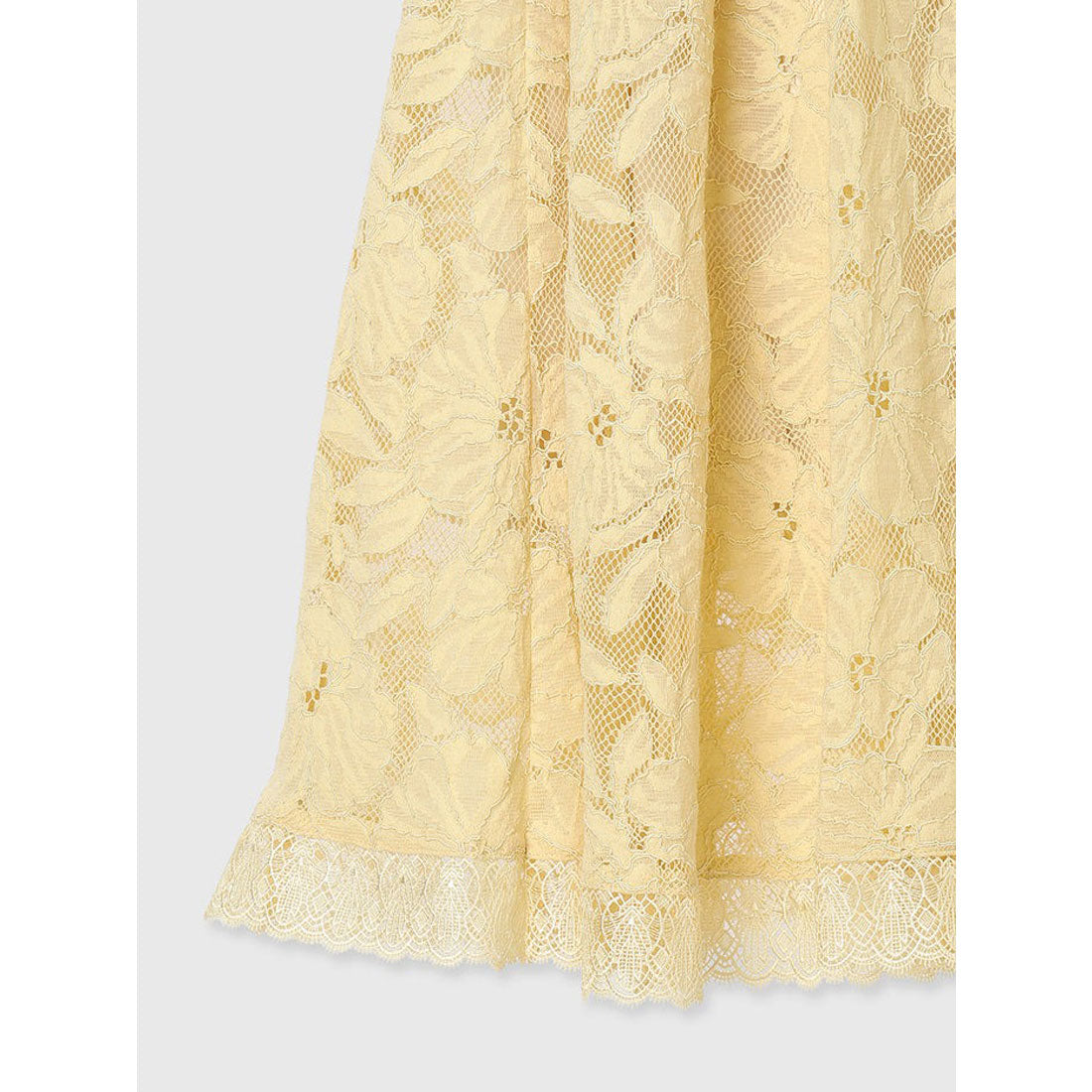 アニュアンス anuans オーナメントレースセミフレアスカート （YELLOW） YELLOW