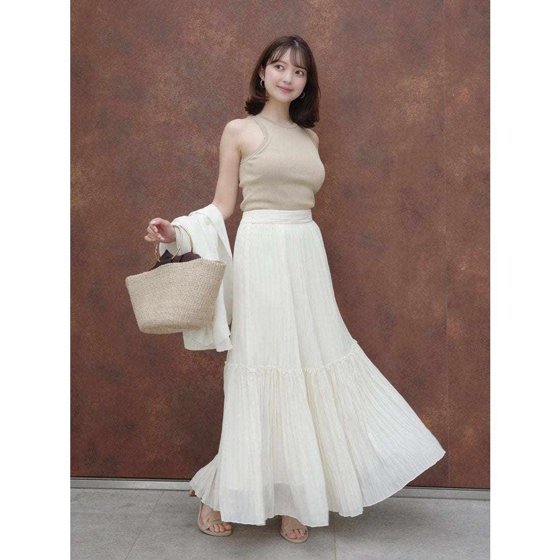 アニュアンス anuans エアリーワッシャープリーツスカート （IVORY） IVORY