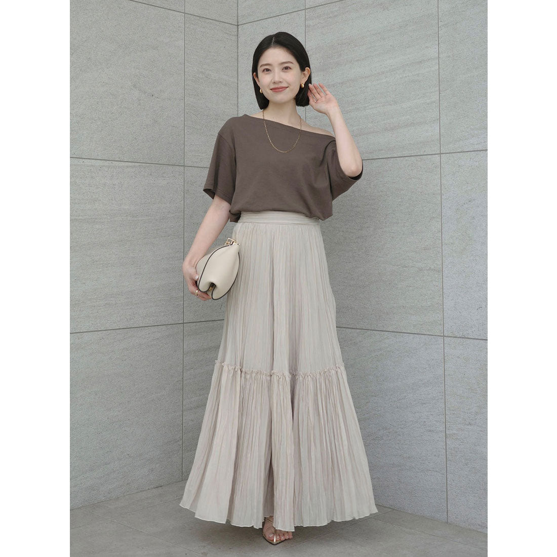 アニュアンス anuans エアリーワッシャープリーツスカート （BEIGE） BEIGE