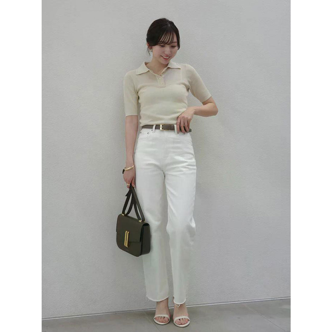 アニュアンス anuans テンセルポロニットトップス （YELLOW BEIGE） YELLOW BEIGE