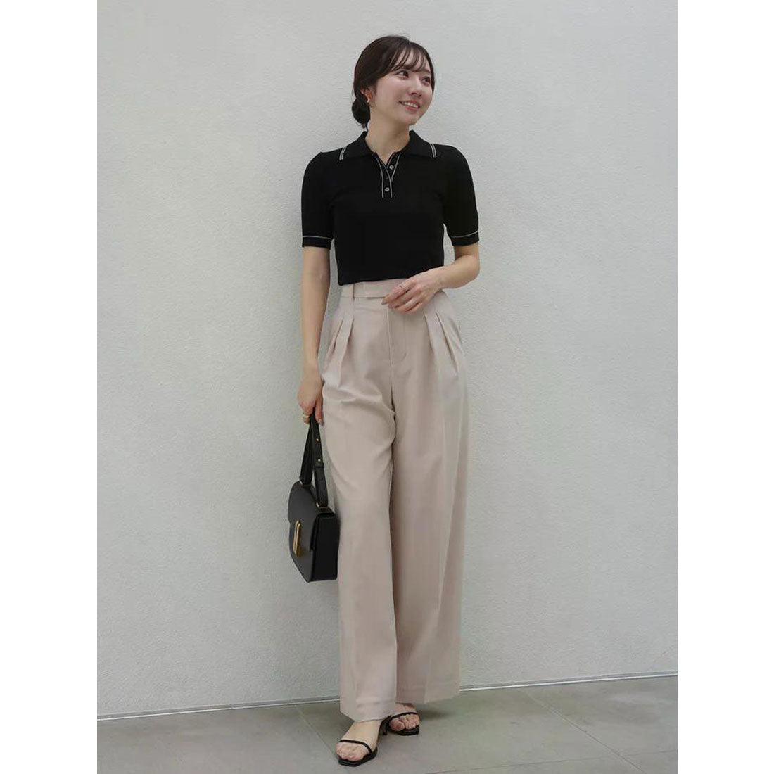 アニュアンス anuans テンセルポロニットトップス （YELLOW BEIGE） YELLOW BEIGE