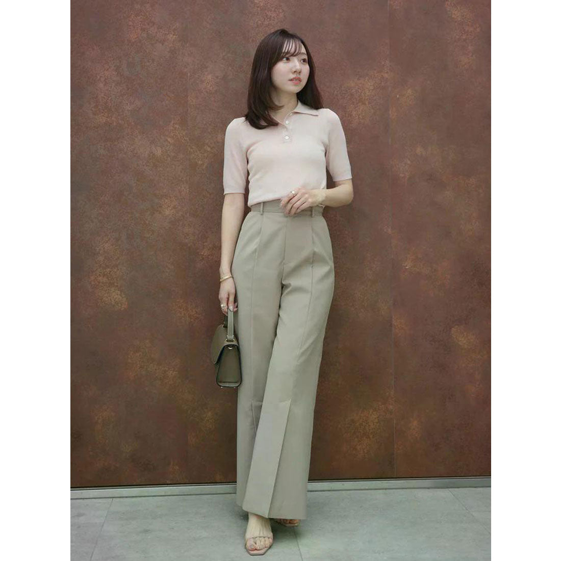 アニュアンス anuans テンセルポロニットトップス （YELLOW BEIGE） YELLOW BEIGE
