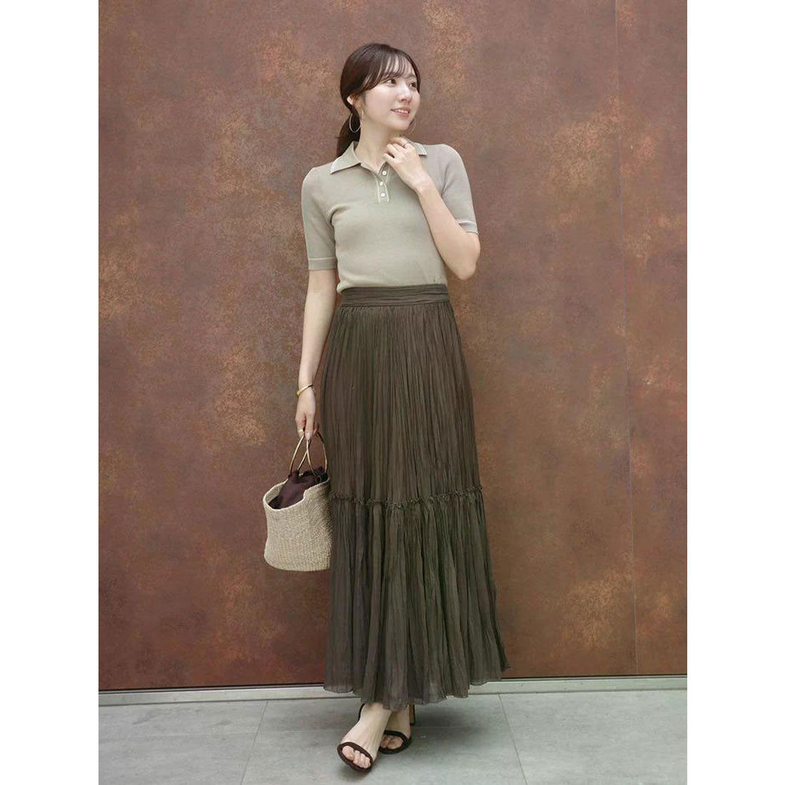 アニュアンス anuans テンセルポロニットトップス （YELLOW BEIGE） YELLOW BEIGE