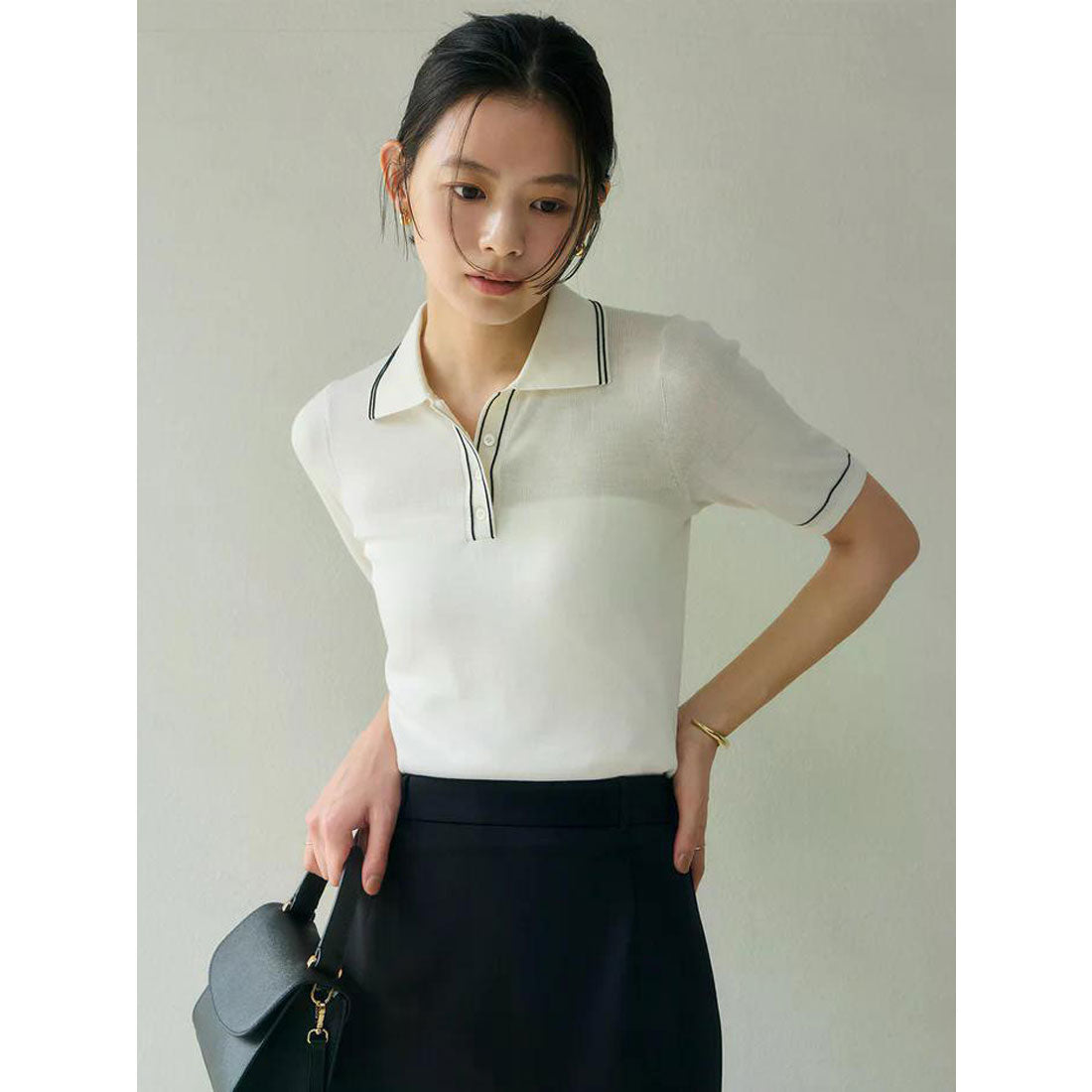 アニュアンス anuans テンセルポロニットトップス （IVORY） IVORY