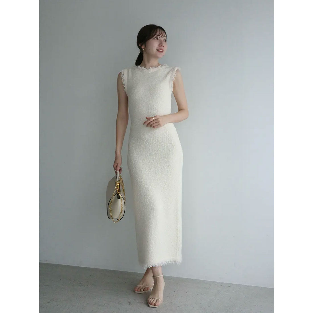 アニュアンス anuans ブラッシュツイードニットワンピース （IVORY） IVORY