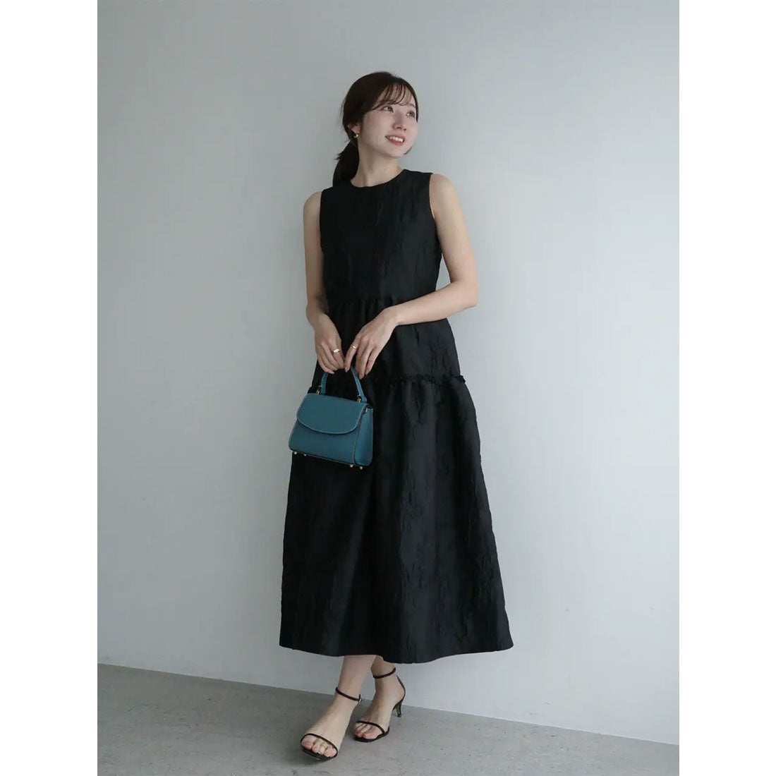 アニュアンス anuans ジャガードギャザーワンピース （BLACK） BLACK