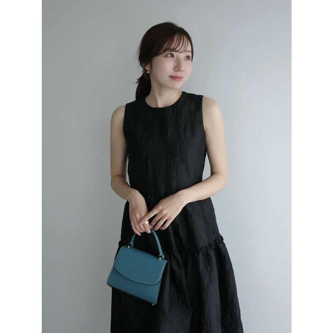 アニュアンス anuans ジャガードギャザーワンピース （BLACK） BLACK