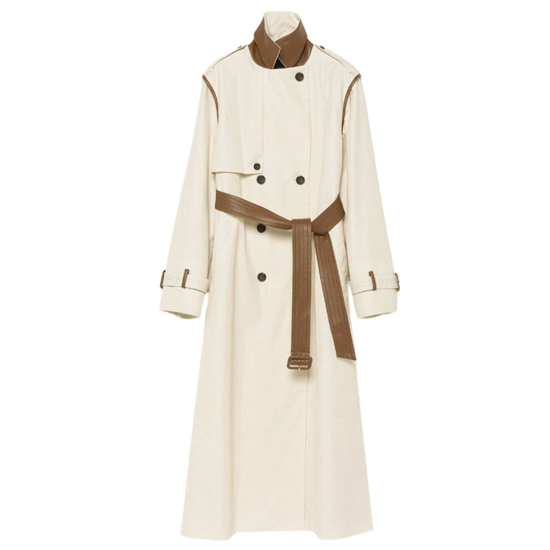 anuans vegan leather trim 2-way trench coat