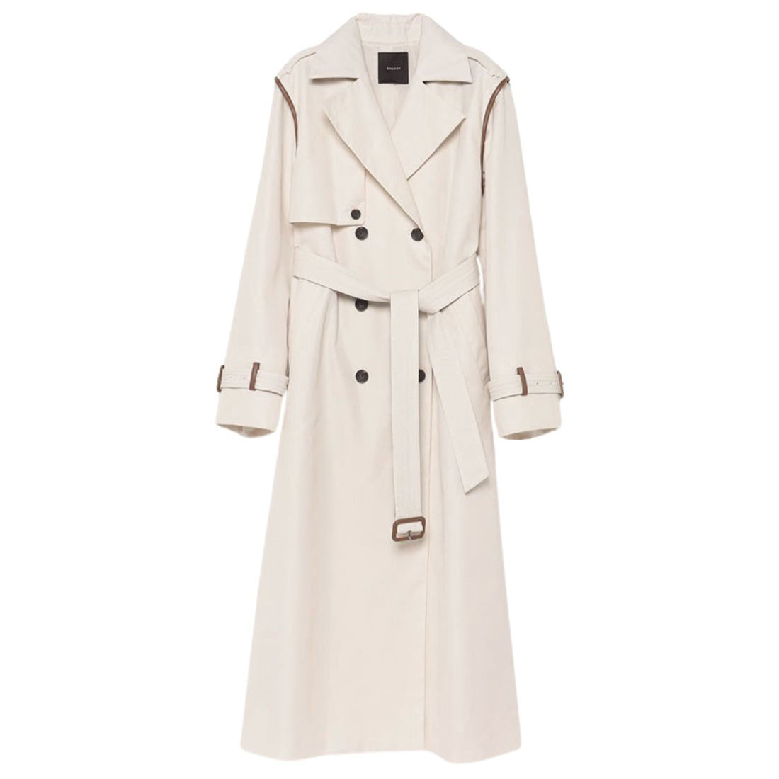 anuans vegan leather trim 2-way trench coat