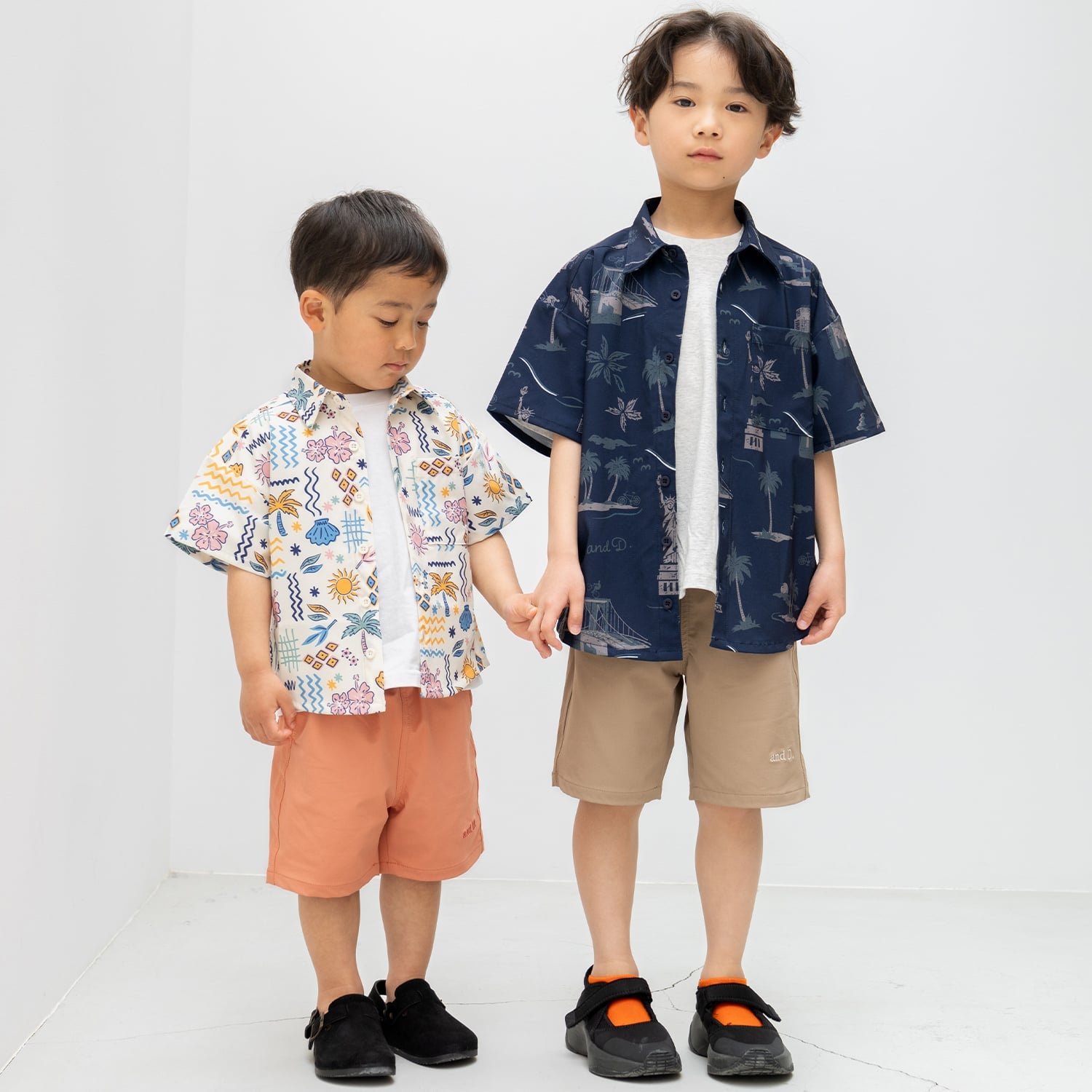 アンドディー. プティマイン and D. petit main 【水陸両用】【SETUP可】総ガラ半袖シャツ （紺） 紺