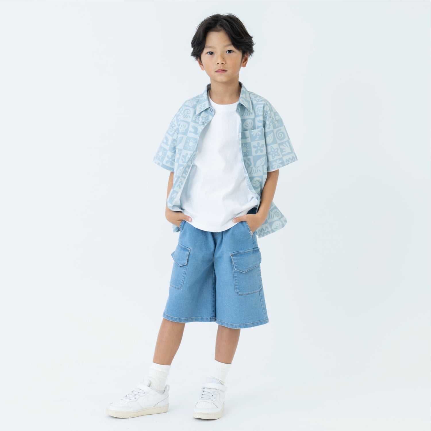 アンドディー. プティマイン and D. petit main カーゴハーフパンツ （ブルー） ブルー
