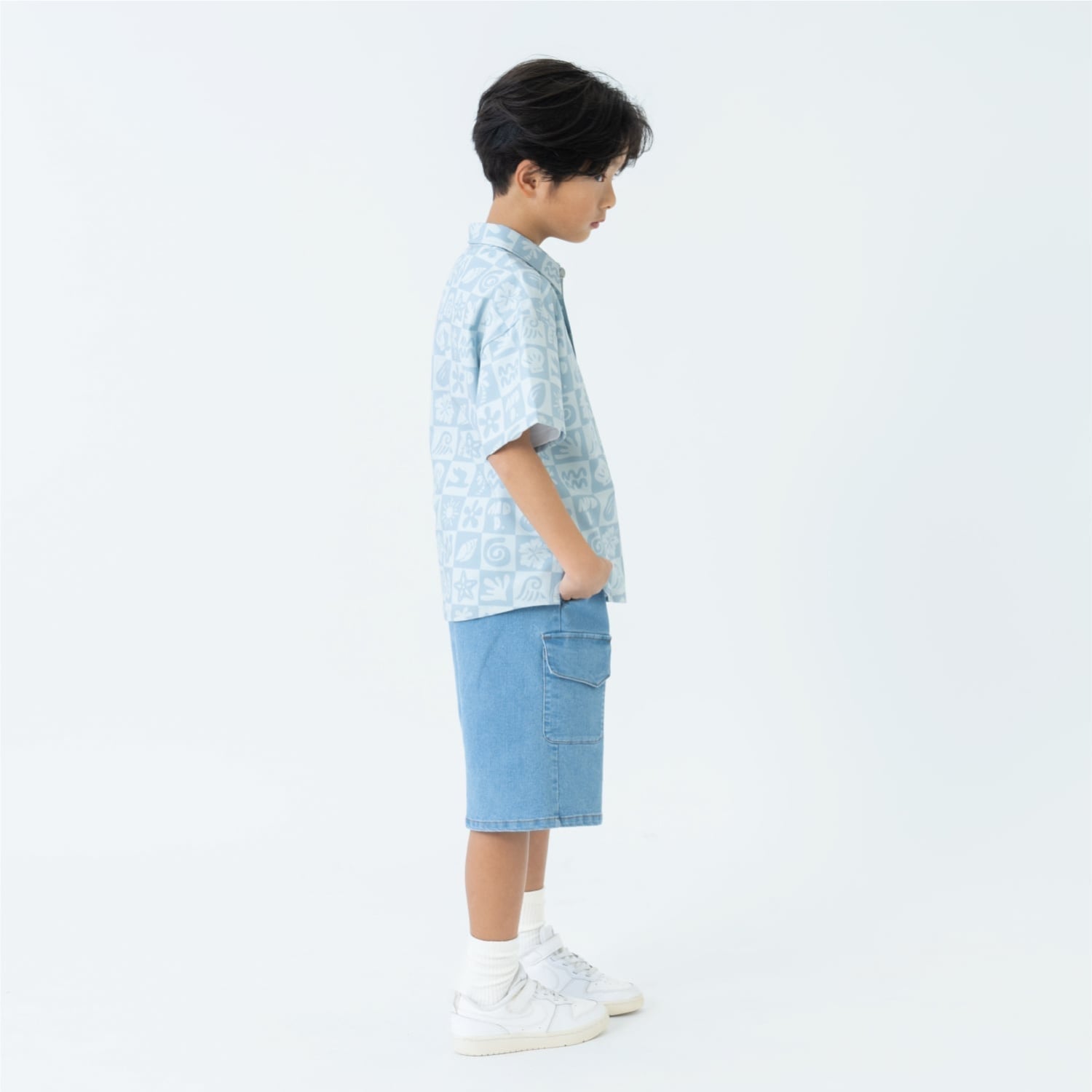 アンドディー. プティマイン and D. petit main カーゴハーフパンツ （ブルー） ブルー