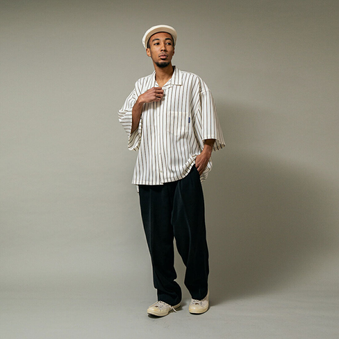 アップルバム APPLEBUM APPLEBUM Big Sleeve Stripe Aloha Shirt（アップルバム ビッグ スリーブ ストライプ アロハ シャツ） （Ivory） Ivory