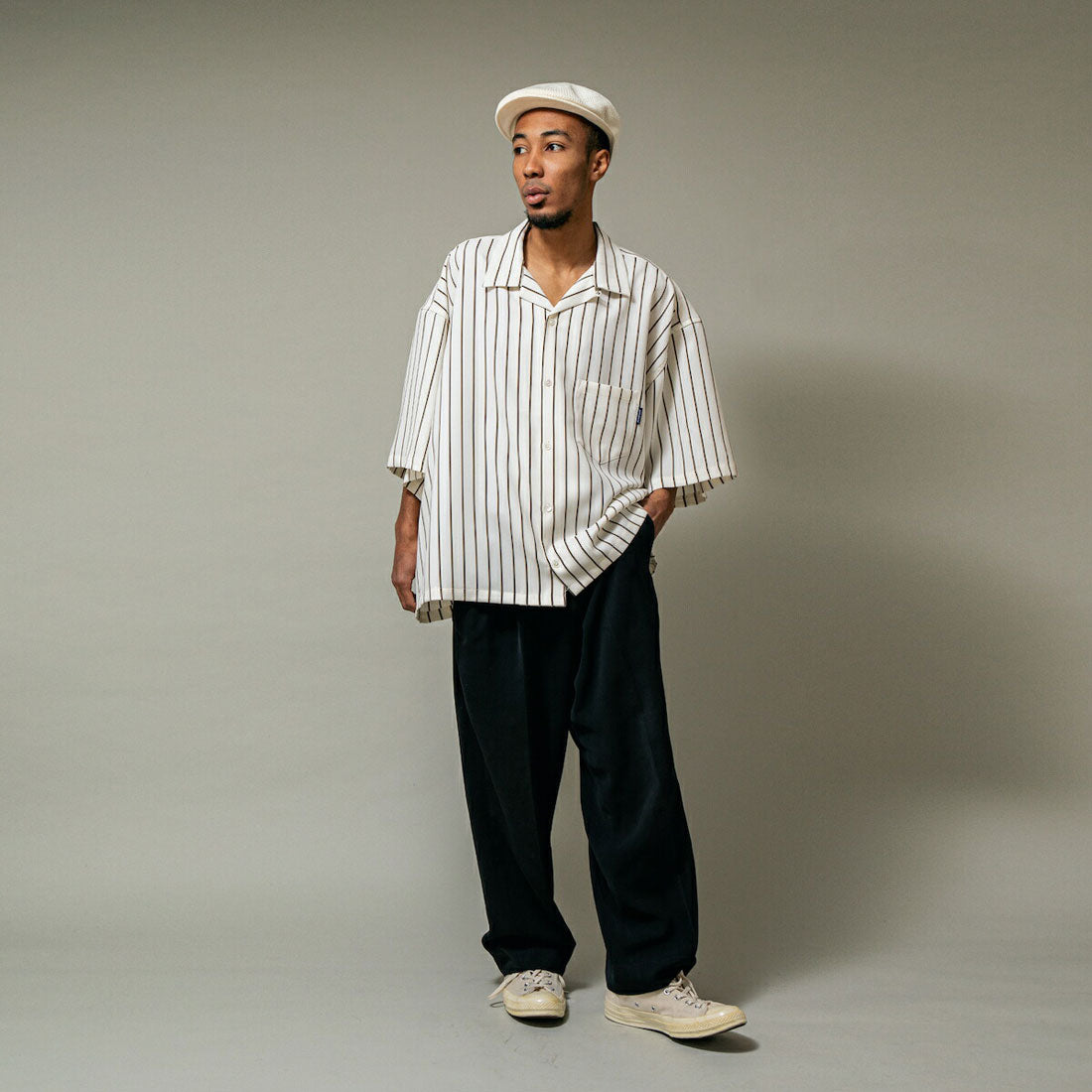 アップルバム APPLEBUM APPLEBUM Big Sleeve Stripe Aloha Shirt（アップルバム ビッグ スリーブ ストライプ アロハ シャツ） （Ivory） Ivory