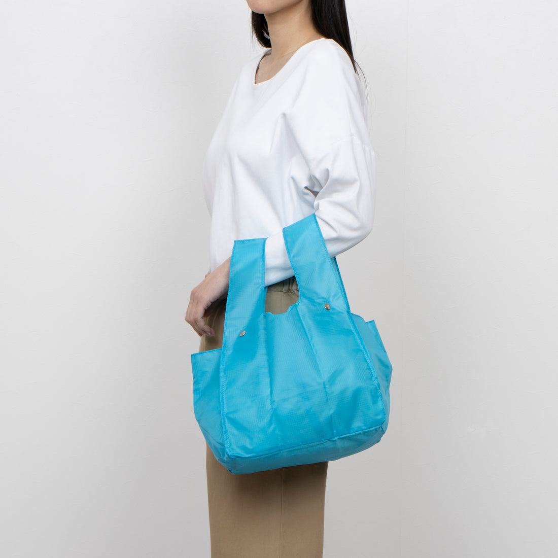 [APPLE BAG] アップルバッグ エコバッグ 冷温セパレート コンビニ袋サイズ 二層式 折り畳み可能（ターコイズブルー） ターコイズブルー