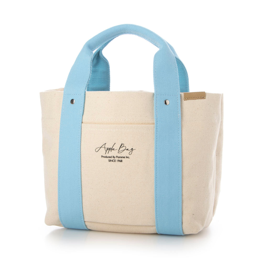 アップルバッグ APPLE BAG 中仕切り ミニトート 3部屋（アイボリー×ブルー） アイボリー×ブルー