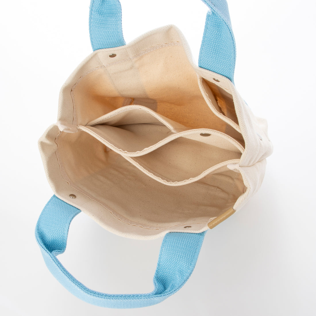 アップルバッグ APPLE BAG 中仕切り ミニトート 3部屋（アイボリー×ブルー） アイボリー×ブルー