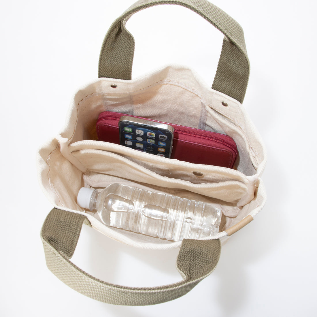 アップルバッグ APPLE BAG 中仕切り ミニトート 3部屋（アイボリー×ブルー） アイボリー×ブルー