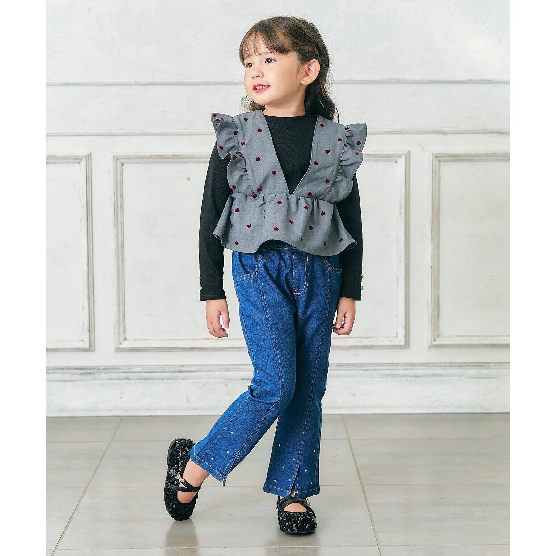 アプレ レ クール apres les cours リボンビジューパンプス （ブラック） ブラック