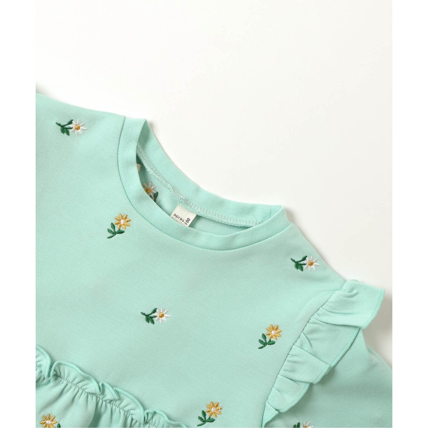 アプレ レ クール apres les cours 総柄刺繍ペプラムフリルトップス （ミント） ミント