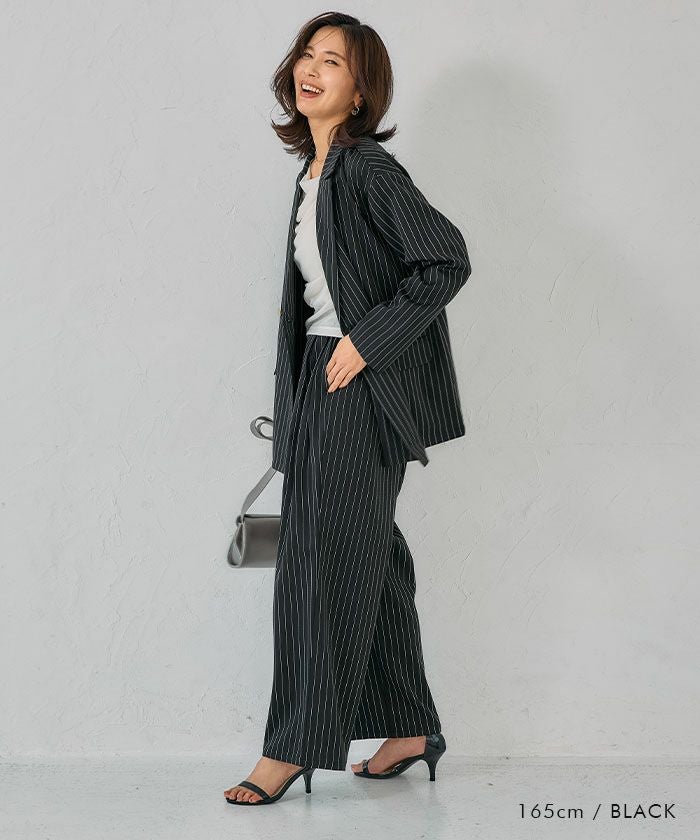 アクアガレージ aquagarage 【セットアップ可】ツータックストライプワイドパンツ 春 夏 秋 冬 M |≪ゆうメール便配送30・代引不可≫アクアガレージ aquagarage （グレージュ） グレージュ