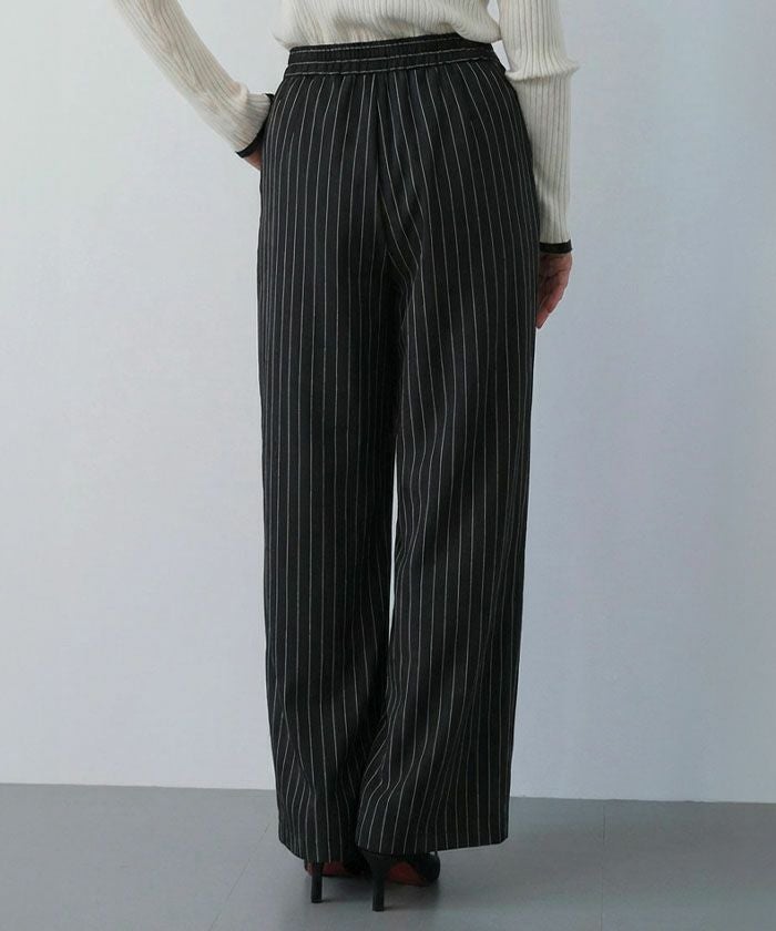 アクアガレージ aquagarage 【セットアップ可】ツータックストライプワイドパンツ 春 夏 秋 冬 M |≪ゆうメール便配送30・代引不可≫アクアガレージ aquagarage （グレージュ） グレージュ